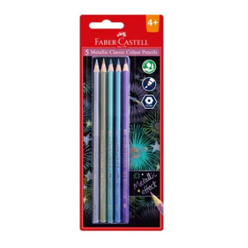 FAB-16-114611 - FABER CASTELL COLOURED PENCILS Classic Metallic Colour Pk5